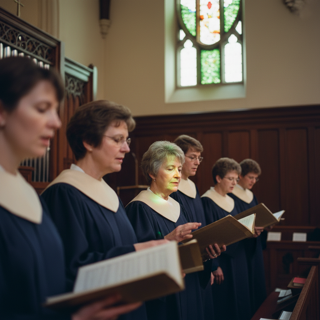 Eleanor in the chancel choir at First Presbyterian, 1990s