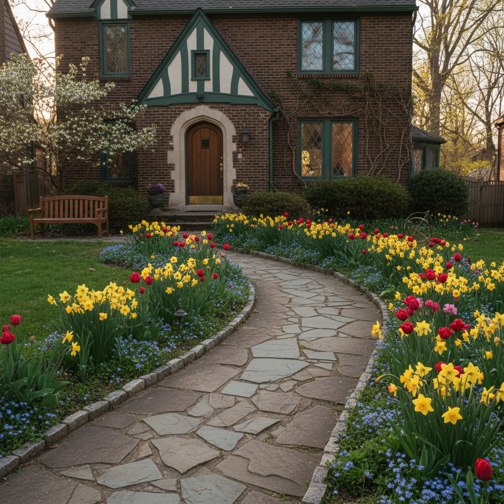Eleanor's front garden in spring, 2024
