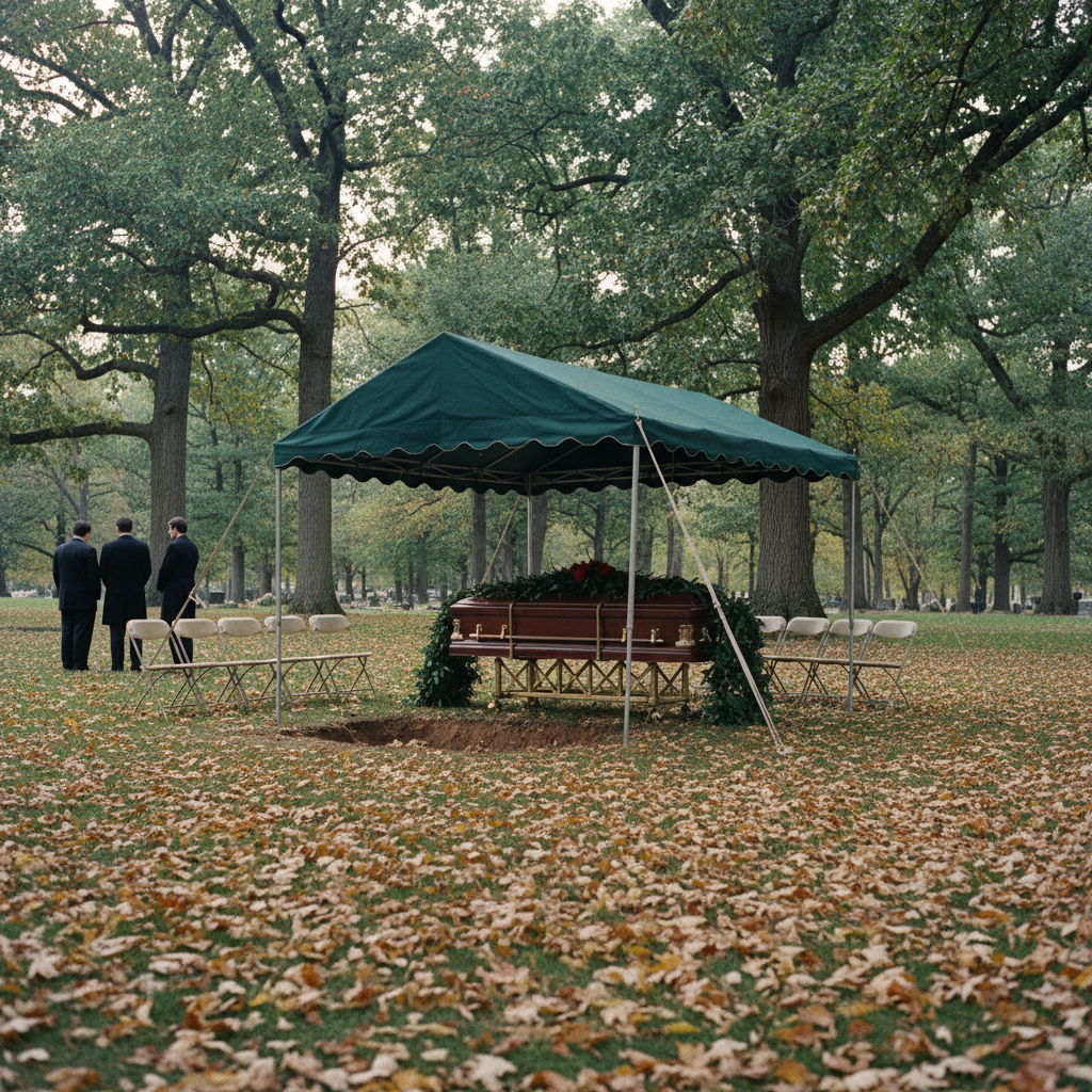 A graveside committal service at one of Cleveland's historic cemeteries