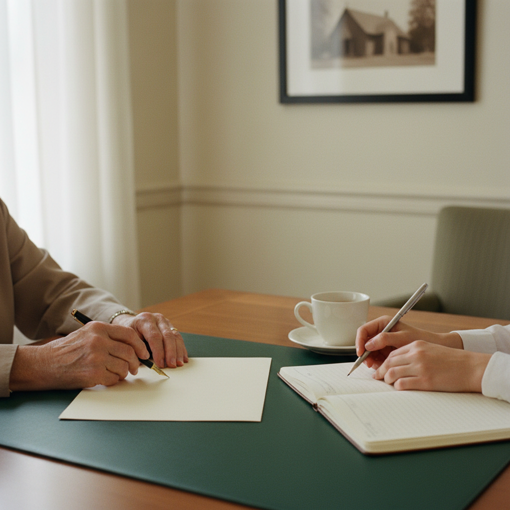 A pre-planning conversation at the chapel office